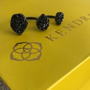 Kendra Scott Naomi- black drusy/ gunmetal